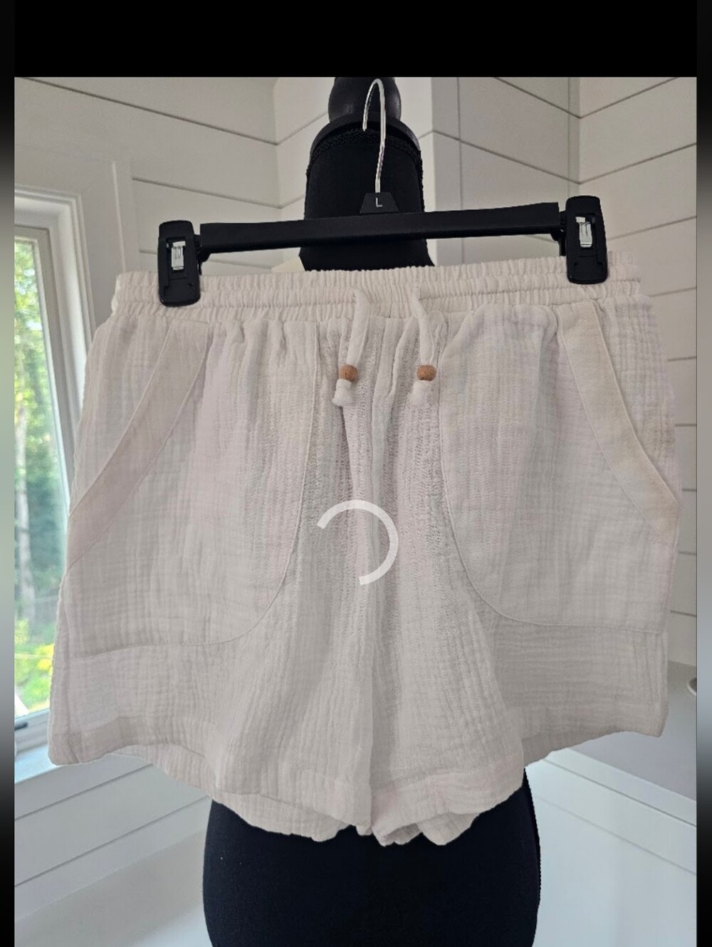 Lightweight White Women's Drawstring Cotton Shorts